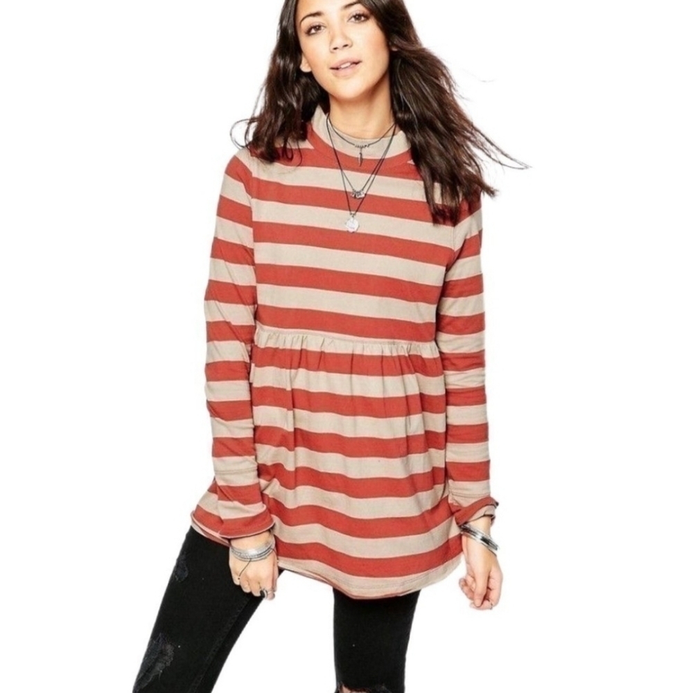 Free People Mod About It Cayenne Mock Neck Top.